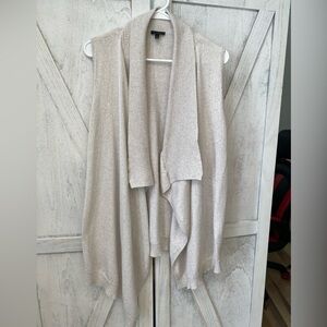 Talbots Sleeveless Cardigan Women’s Small Cream With Gold Threading